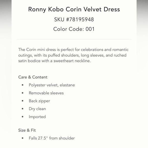 Anthropologie x Ronny Kobo Corin Velvet Dress/ size 10 - Picture 10 of 10